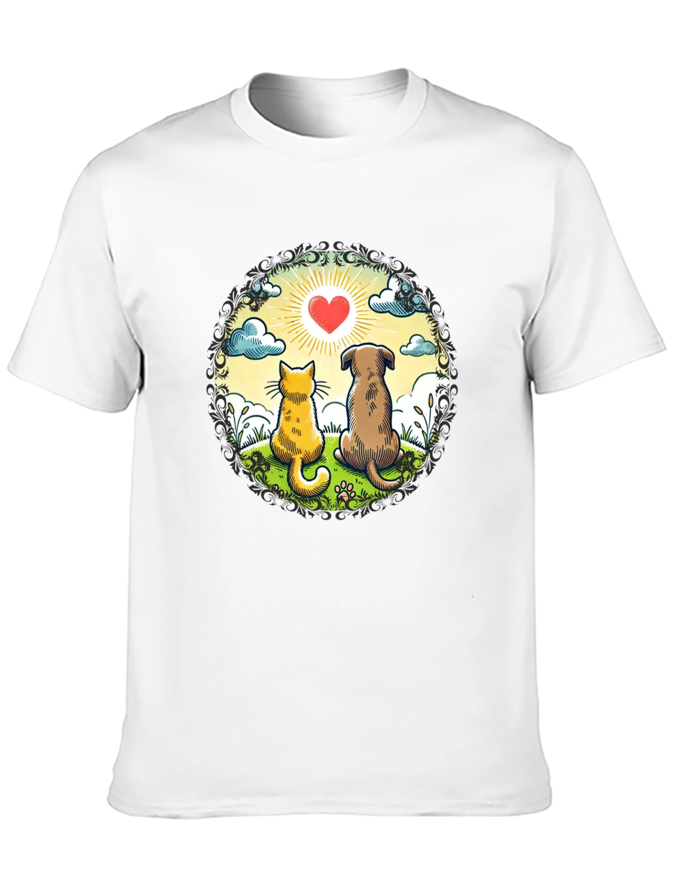 Heartwarming Cat & Dog Love T-Shirt