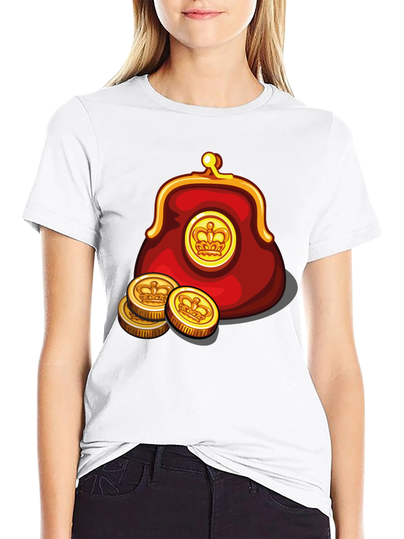 Funny Cartoon Coin Purse Black T-Shirt