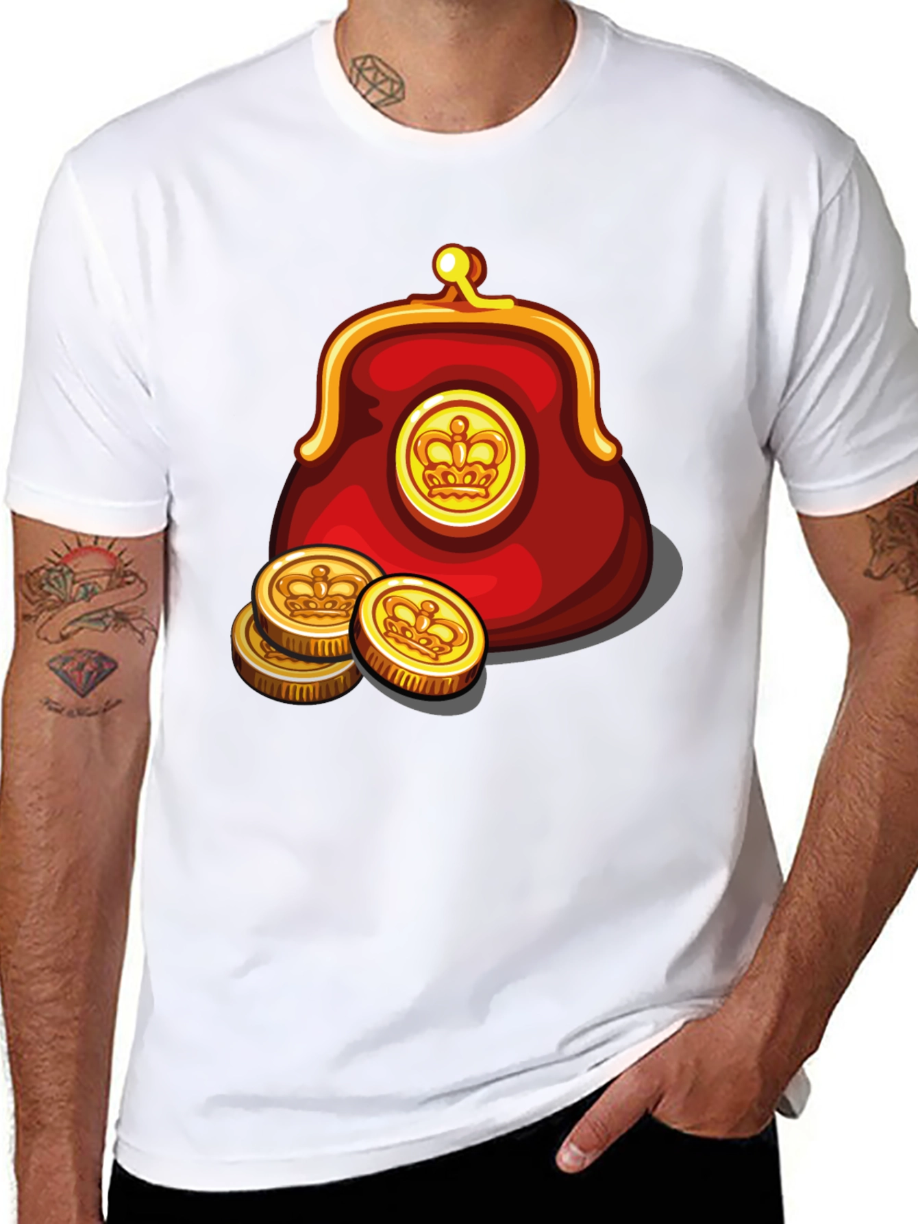 Funny Cartoon Coin Purse Black T-Shirt