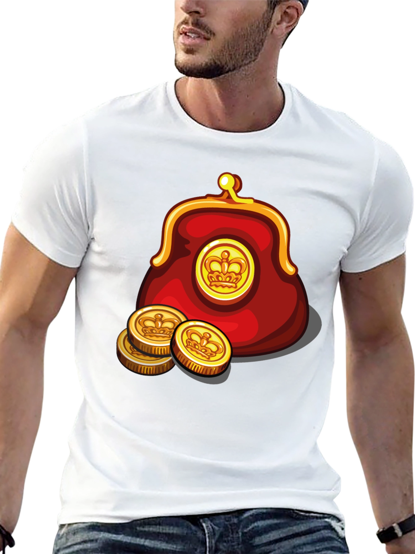 Funny Cartoon Coin Purse Black T-Shirt