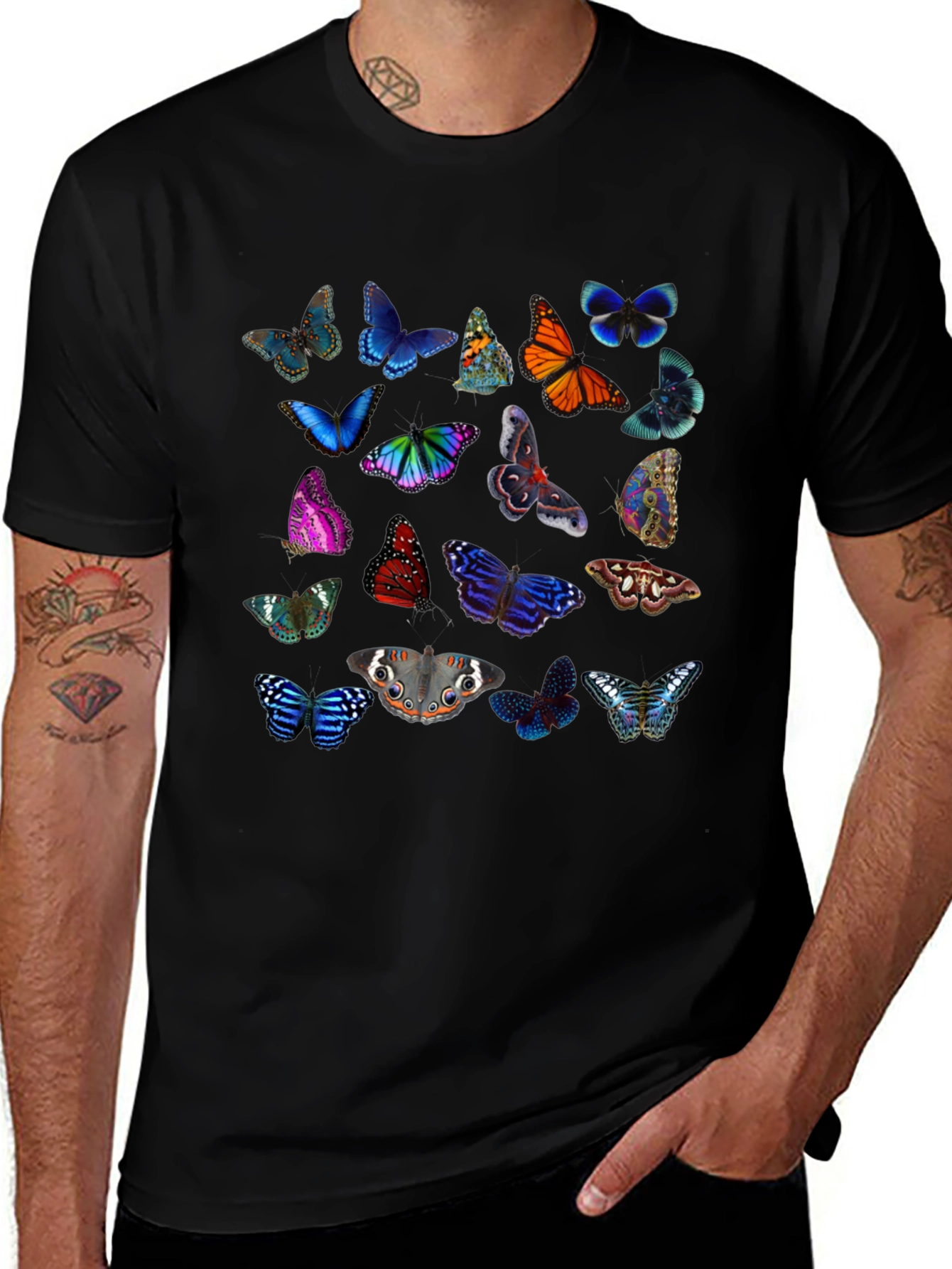Butterfly Print Crew Neck Short Sleeve T-Shirt