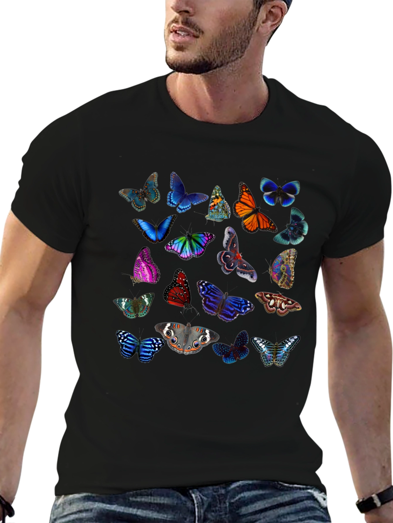 Butterfly Print Crew Neck Short Sleeve T-Shirt