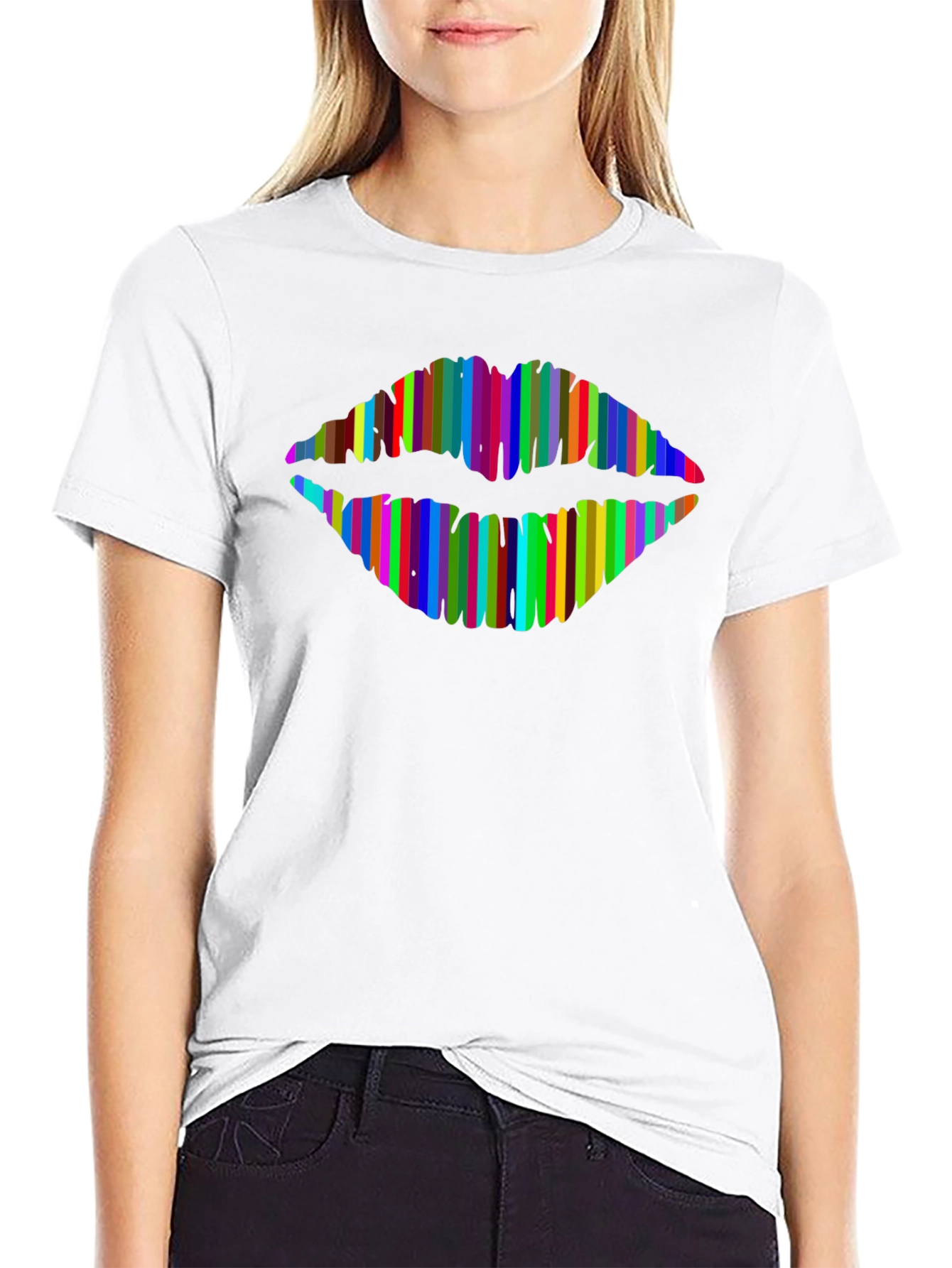Rainbow Lips Graphic T-Shirt - Modern Style