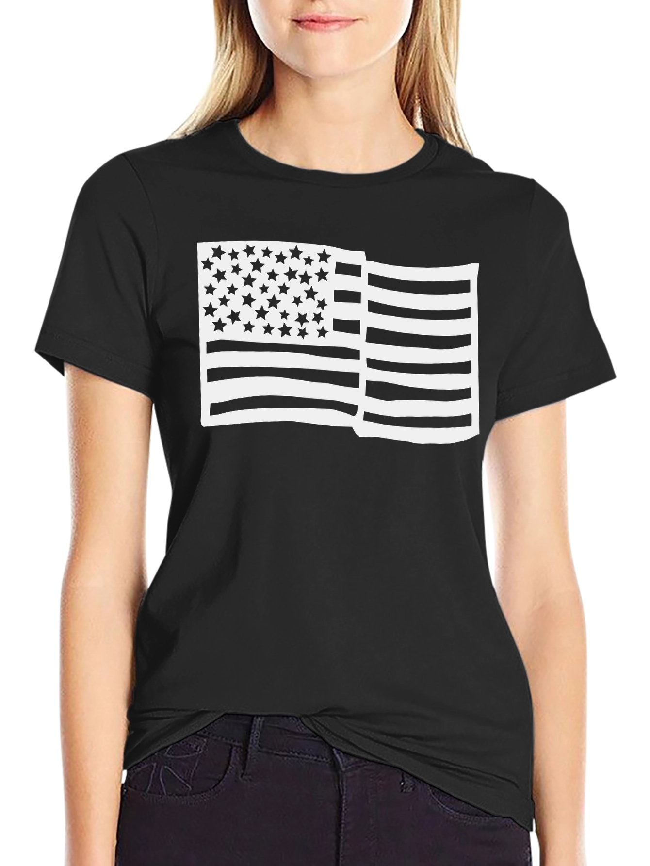 American Flag Graphic Tee - Black