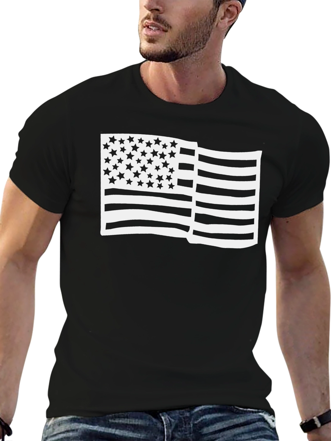 American Flag Graphic Tee - Black