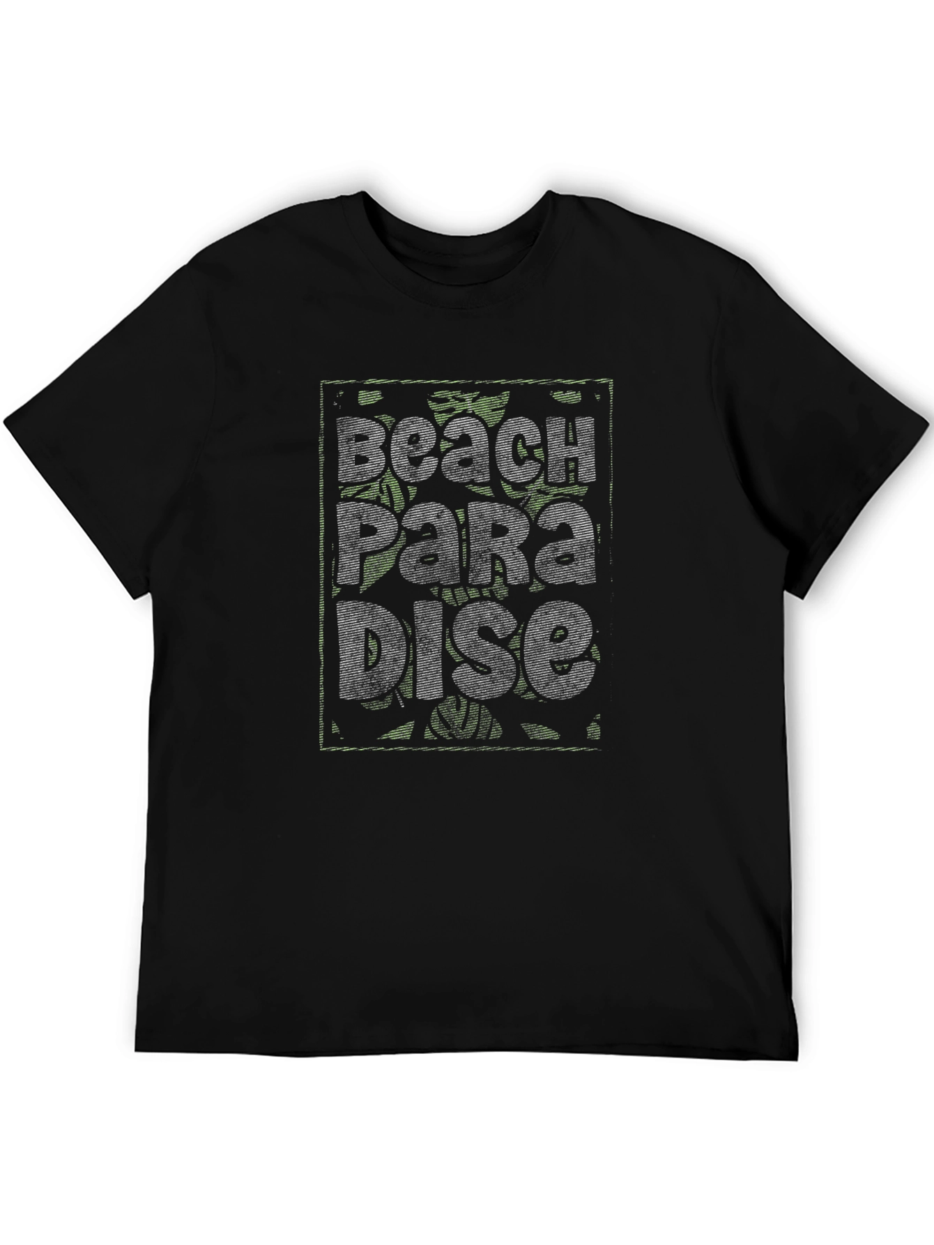 Beach Paradise Graphic Print Black T-Shirt