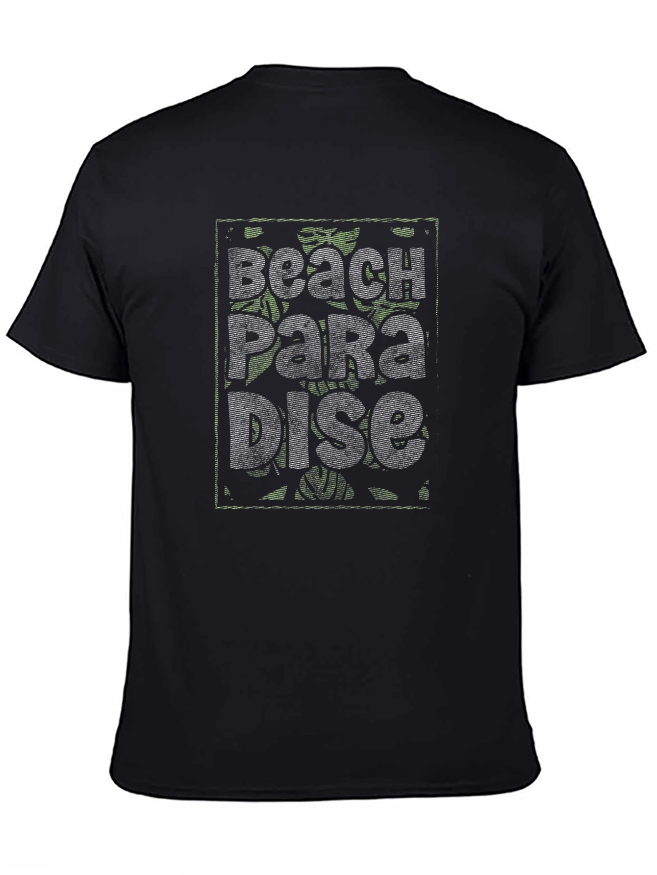 Beach Paradise Graphic Print Black T-Shirt