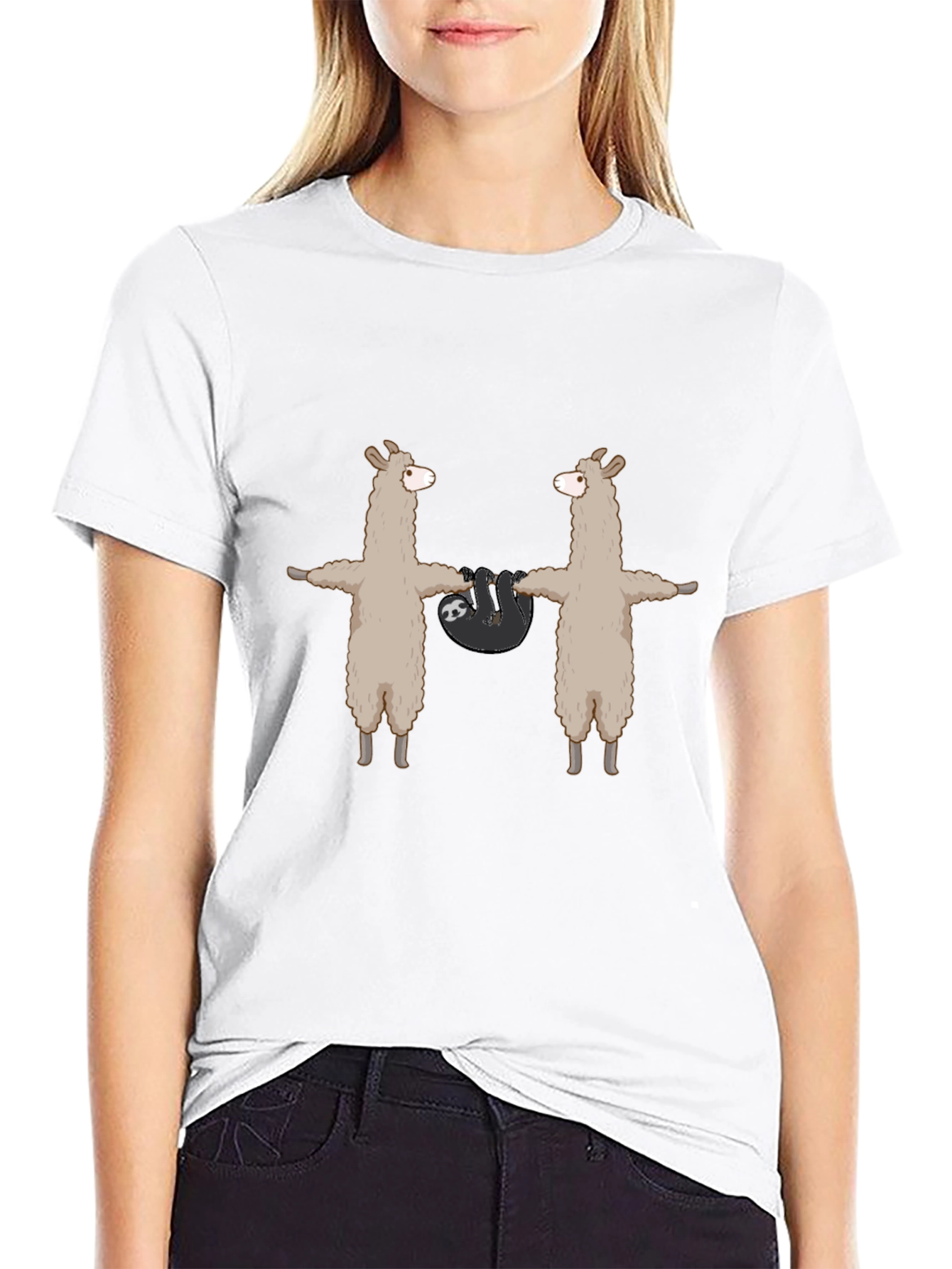 Llama & Sloth Graphic Tee - Black