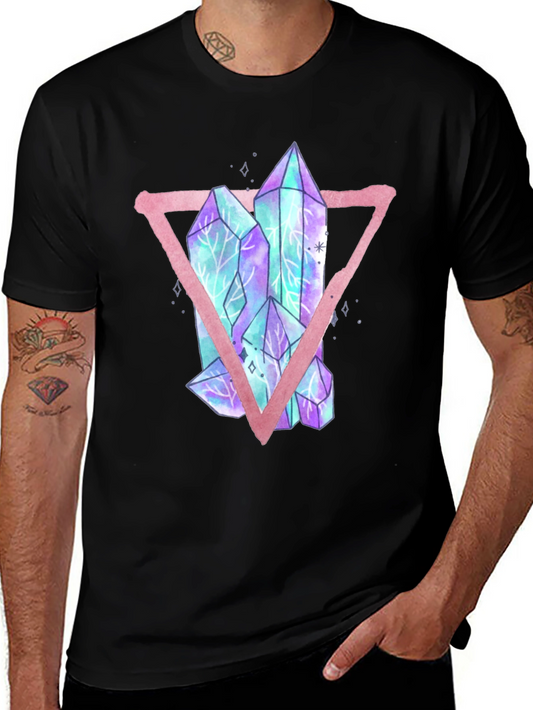 Crystals Triangle Graphic T-Shirt - Black