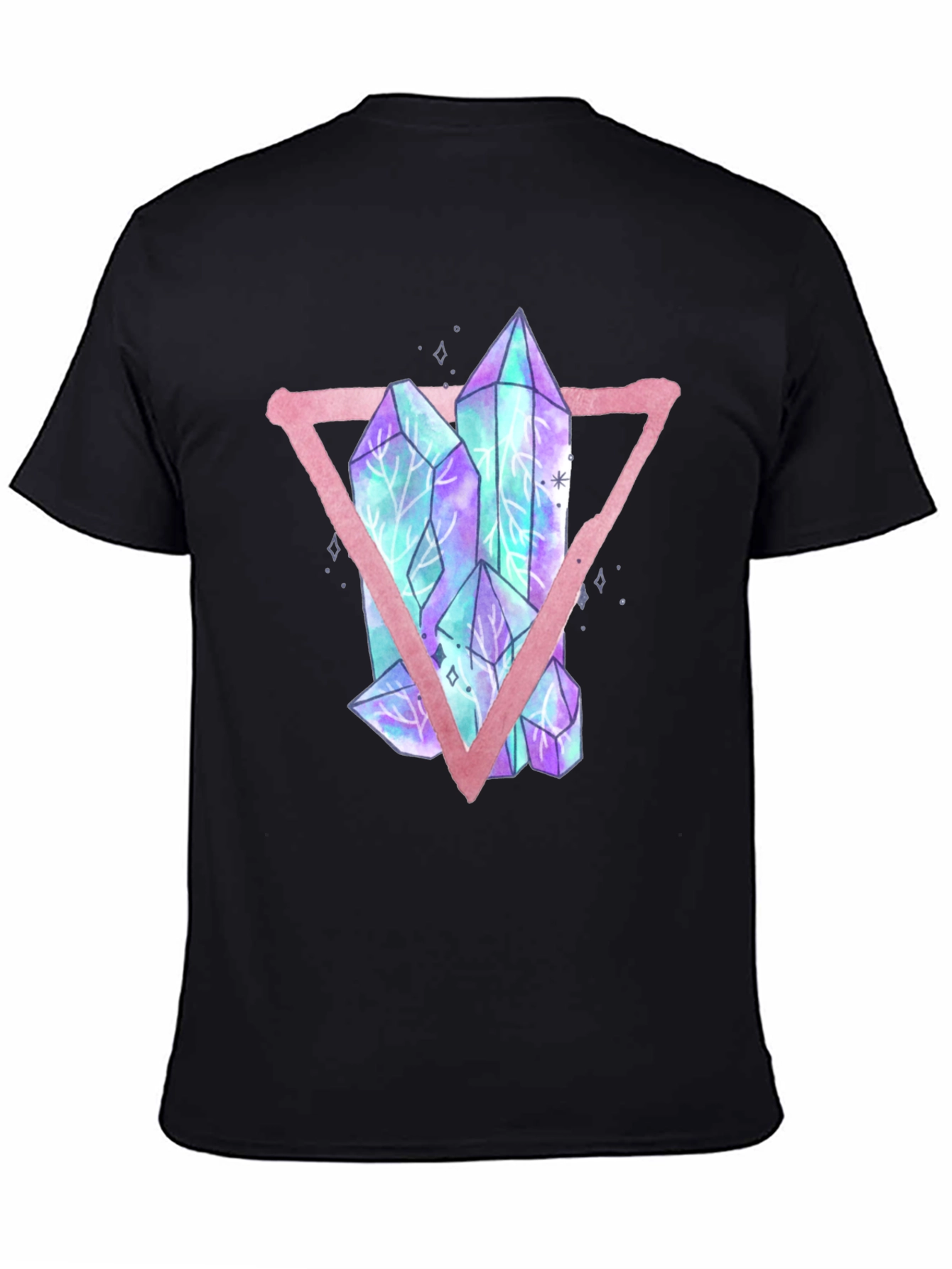 Crystals Triangle Graphic T-Shirt - Black