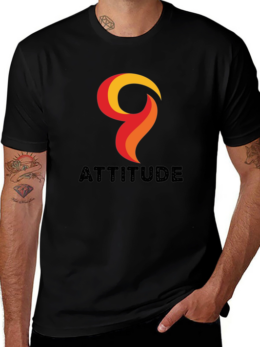 Attitude Graphic Print Mens Black T-Shirt