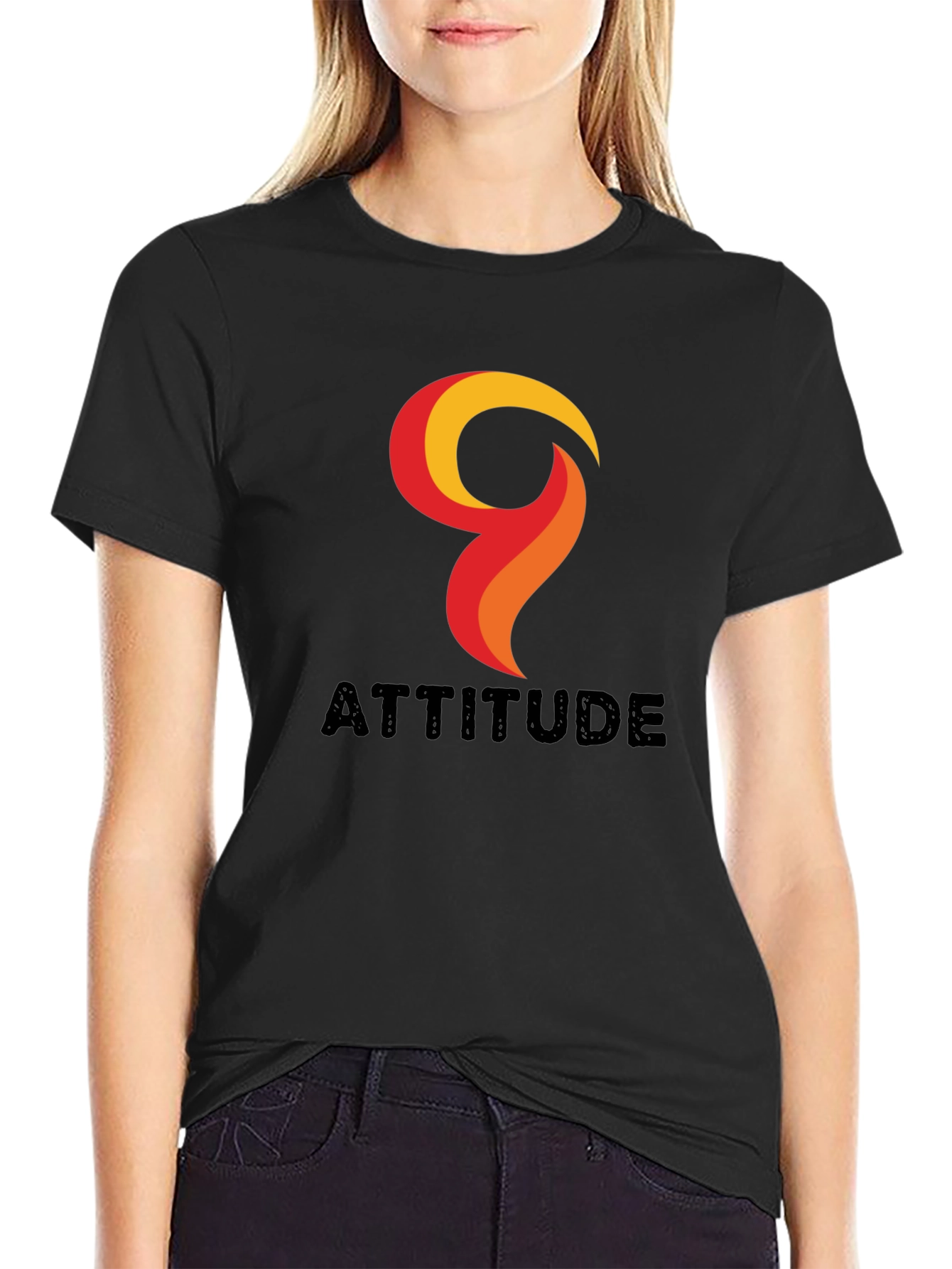 Attitude Graphic Print Mens Black T-Shirt
