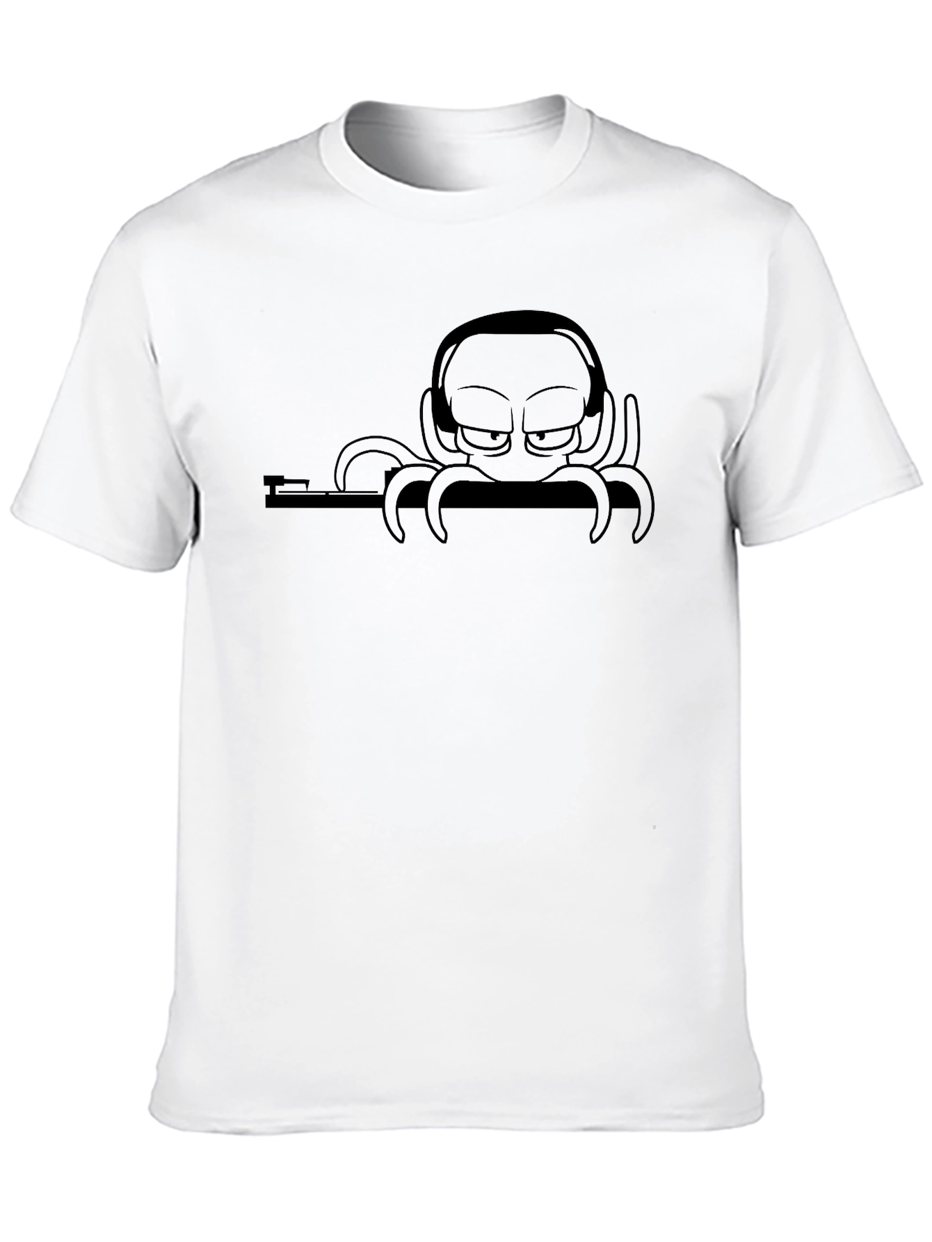 Cool Octopus DJ Graphic T-Shirt - Black Cotton Tee