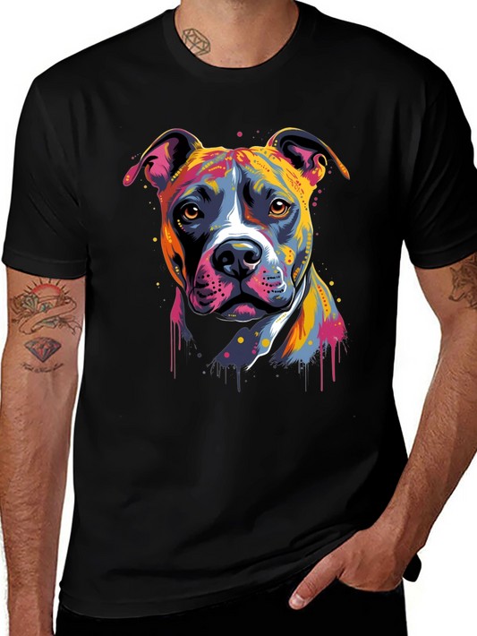 Colorful Pitbull Dog Graphic T-Shirt