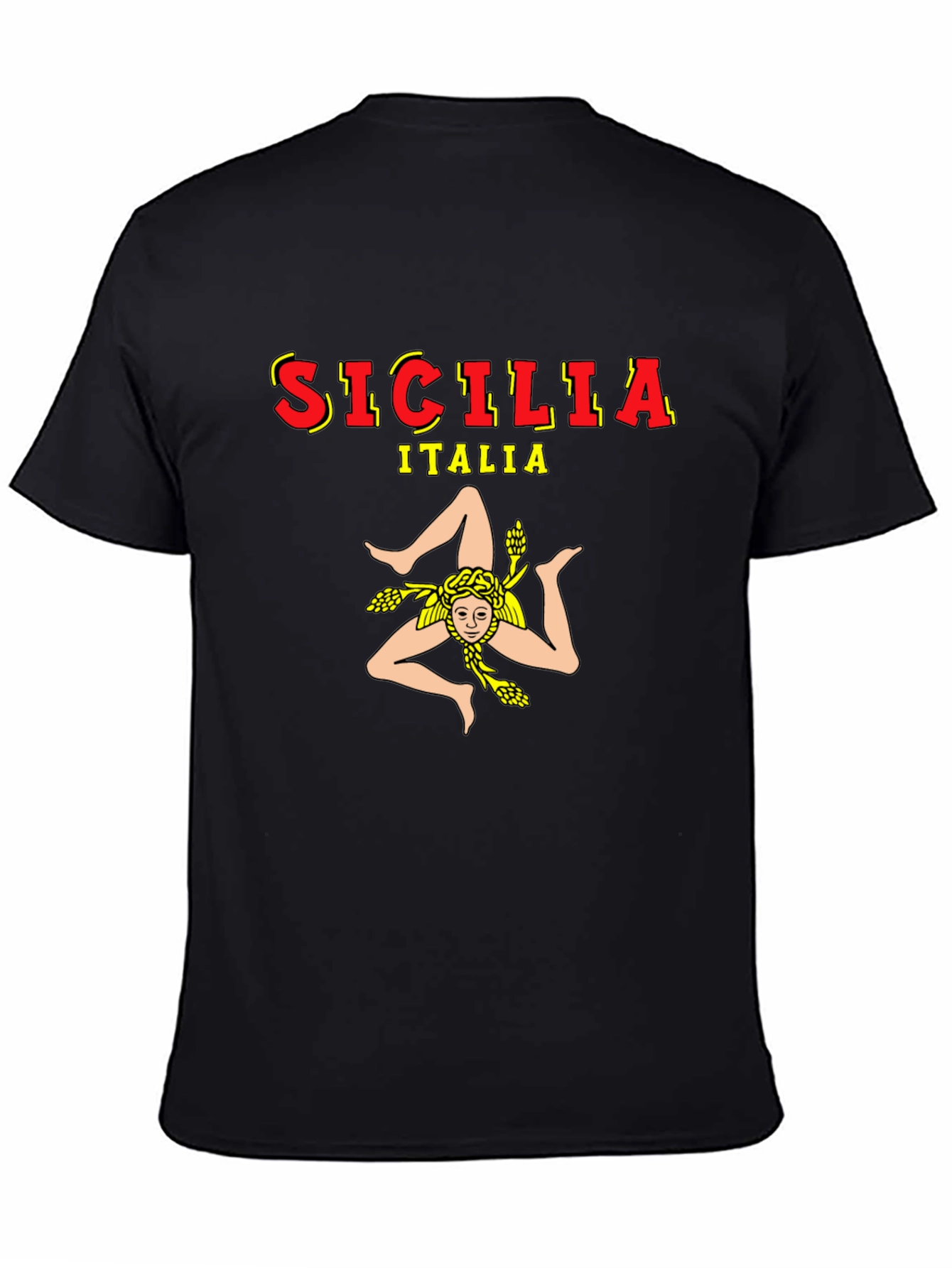 Sicilia Italia Graphic Tee - Black Cotton T-Shirt