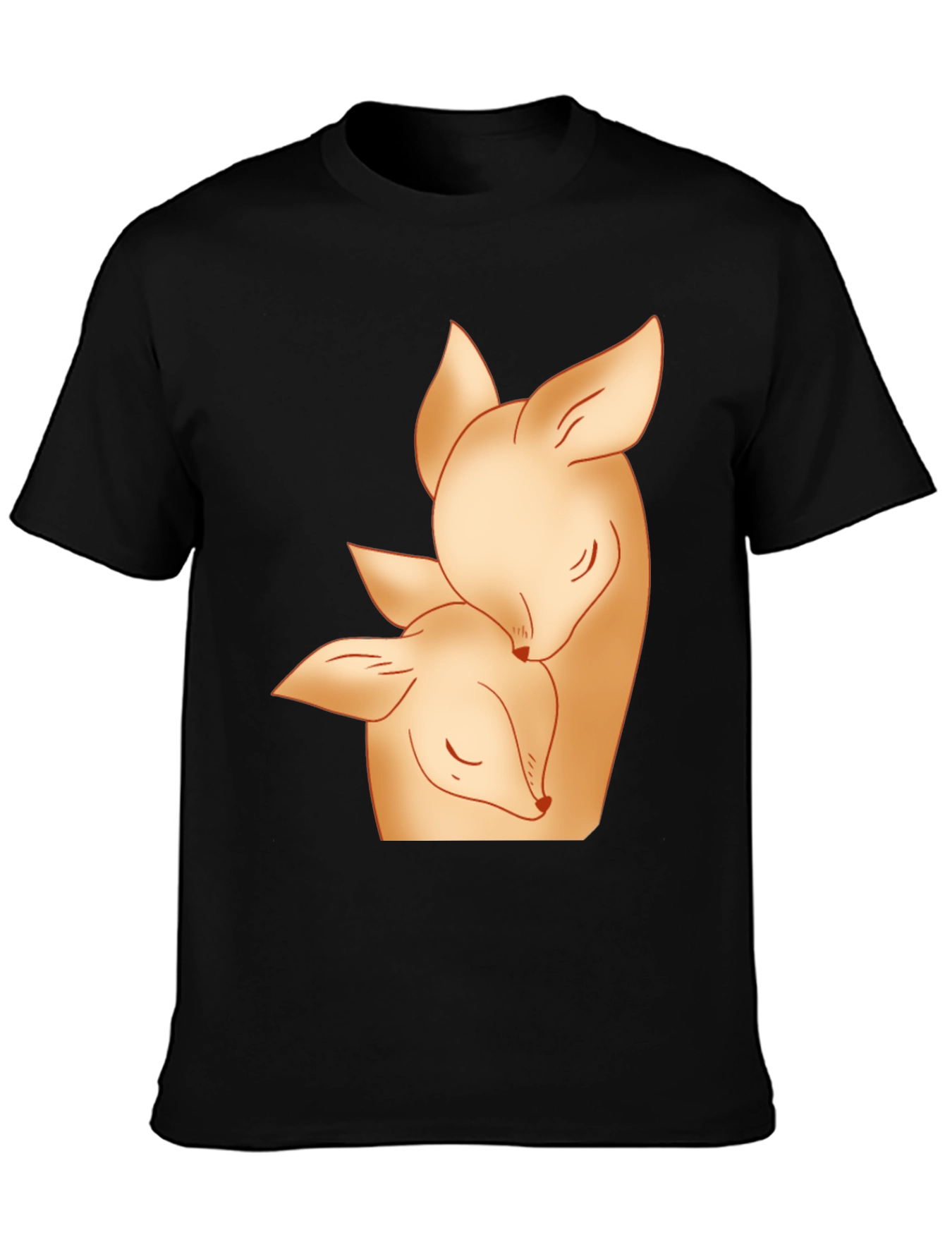 Deer Mom and Fawn Black Graphic Tee
