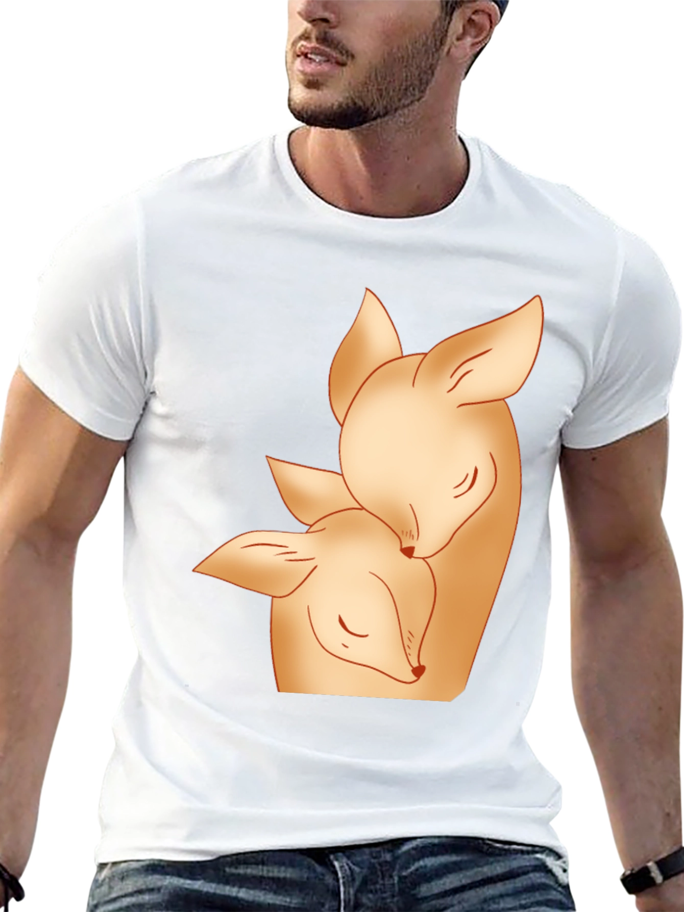 Deer Mom and Fawn Black Graphic Tee