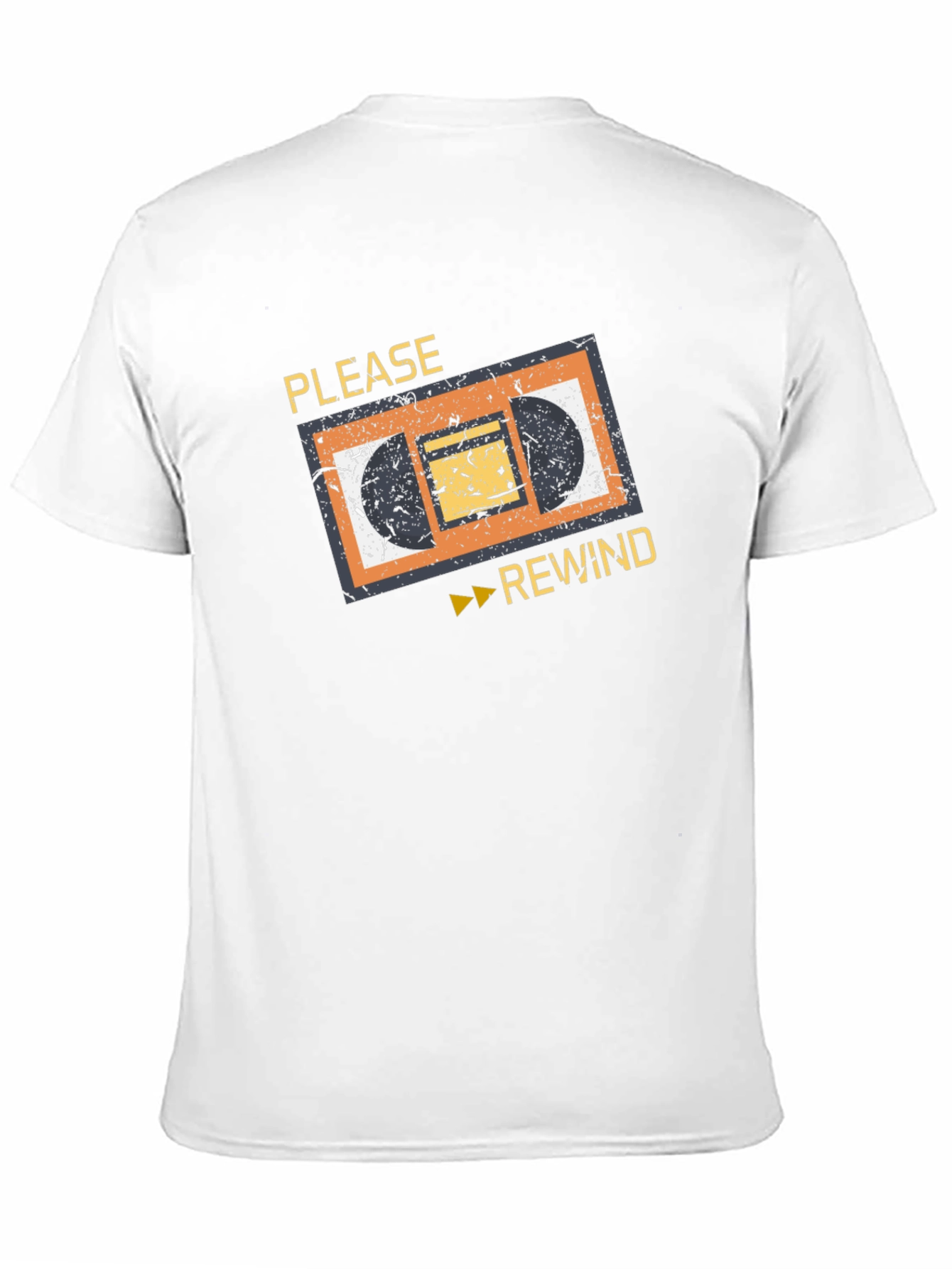 Retro VHS Rewind Graphic Tee - Black Cotton T-Shirt