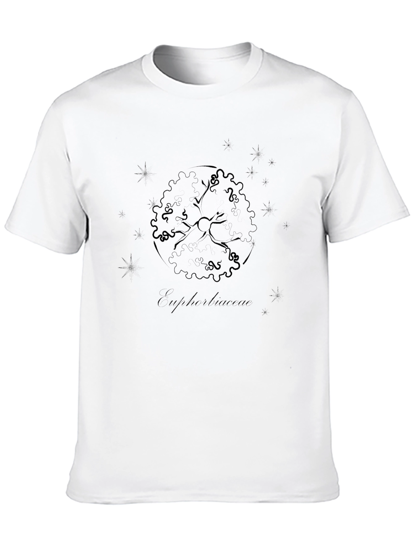 Mens Black Graphic Tee - Euphorbia Plant Design