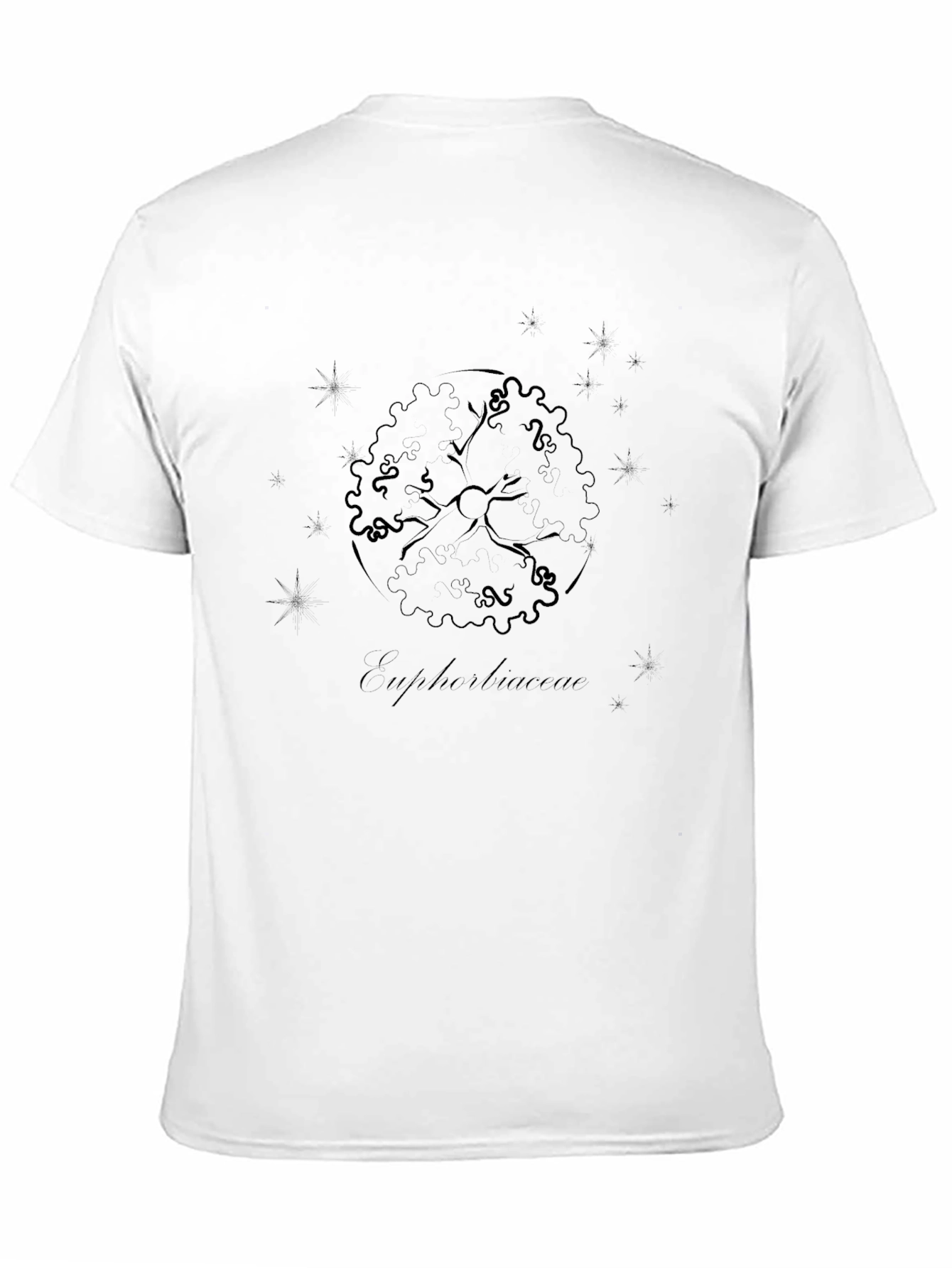 Mens Black Graphic Tee - Euphorbia Plant Design