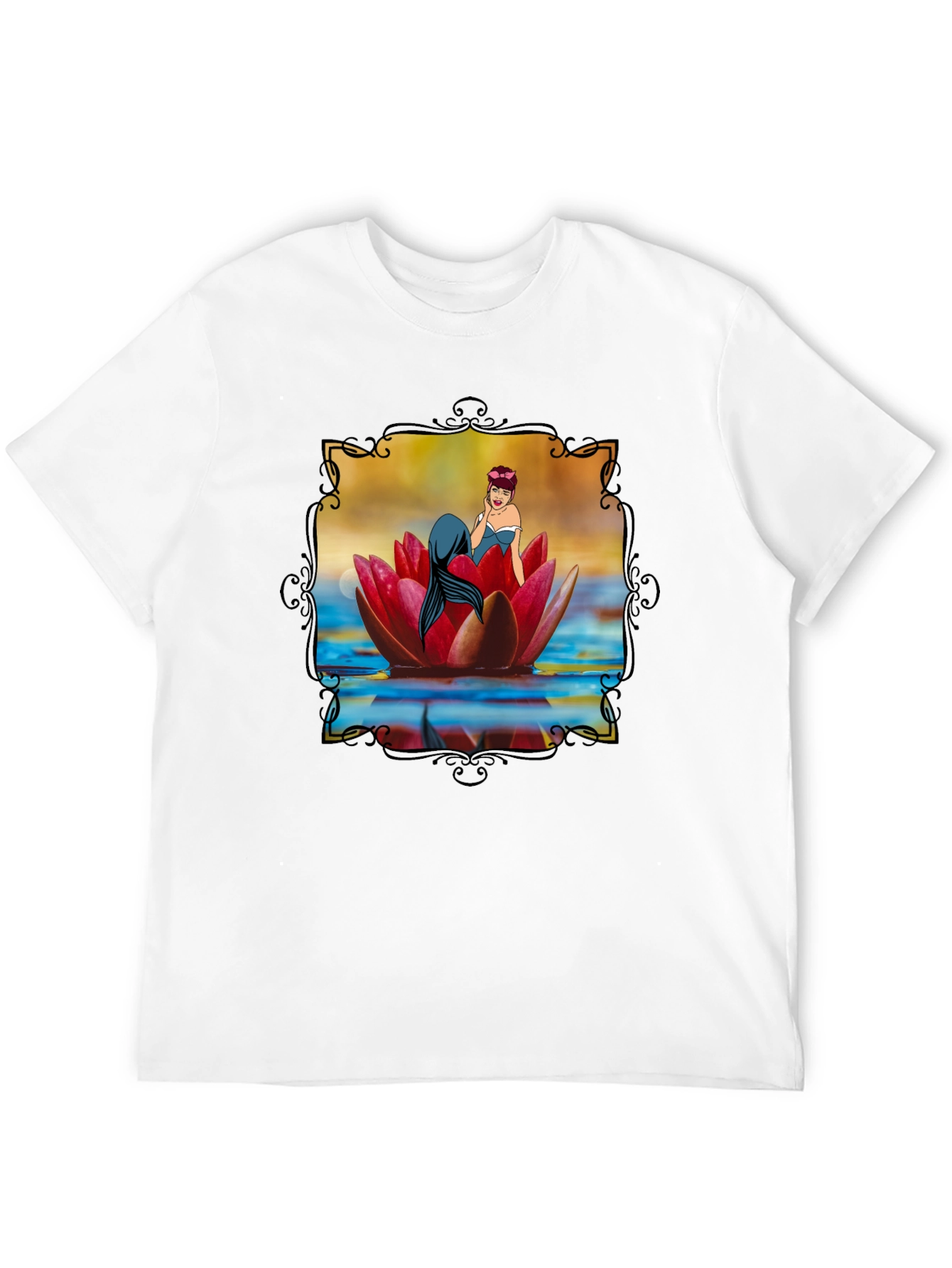 Mermaid on Lily Pad Graphic Tee - Unique Design