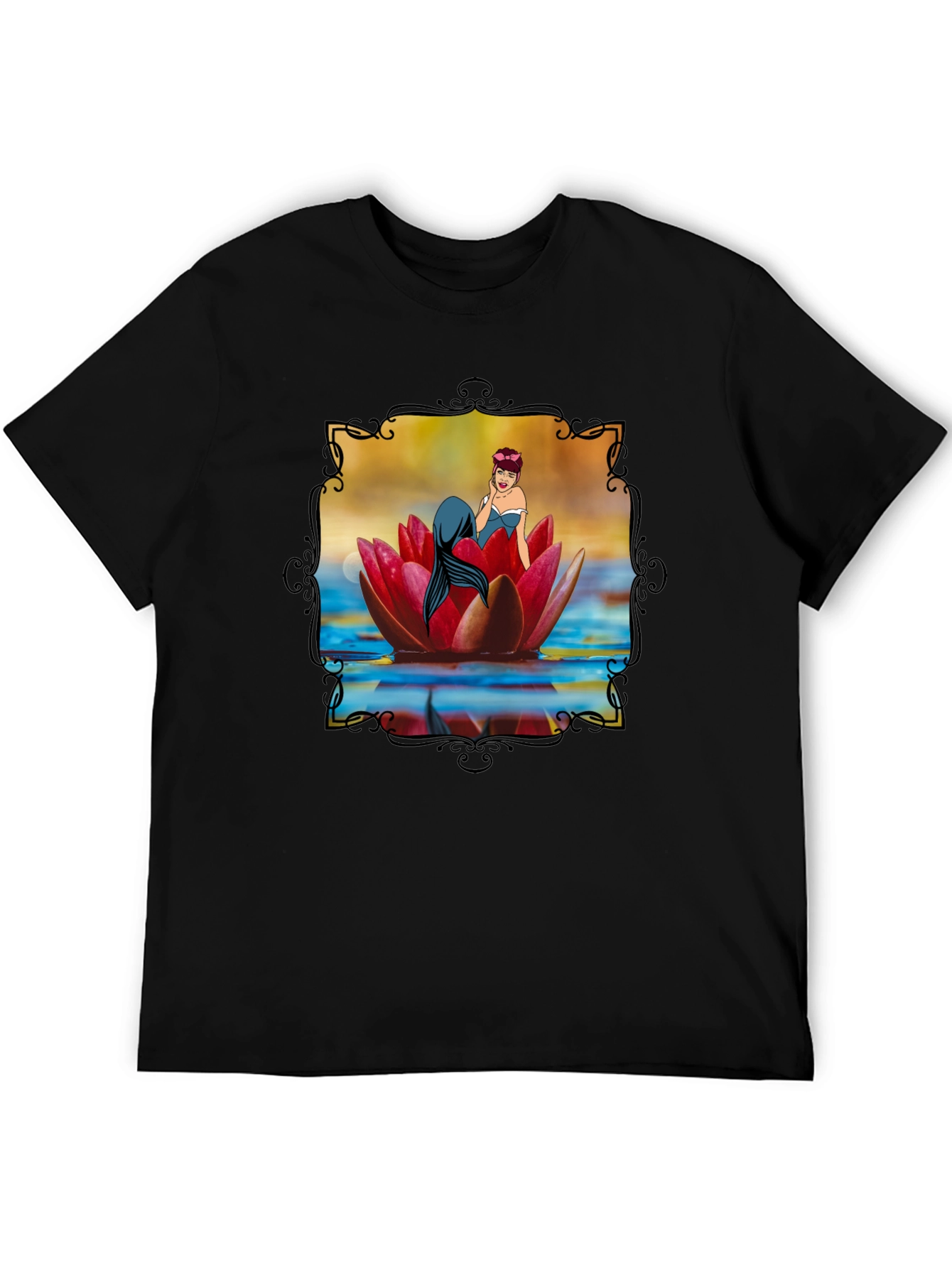 Mermaid on Lily Pad Graphic Tee - Unique Design