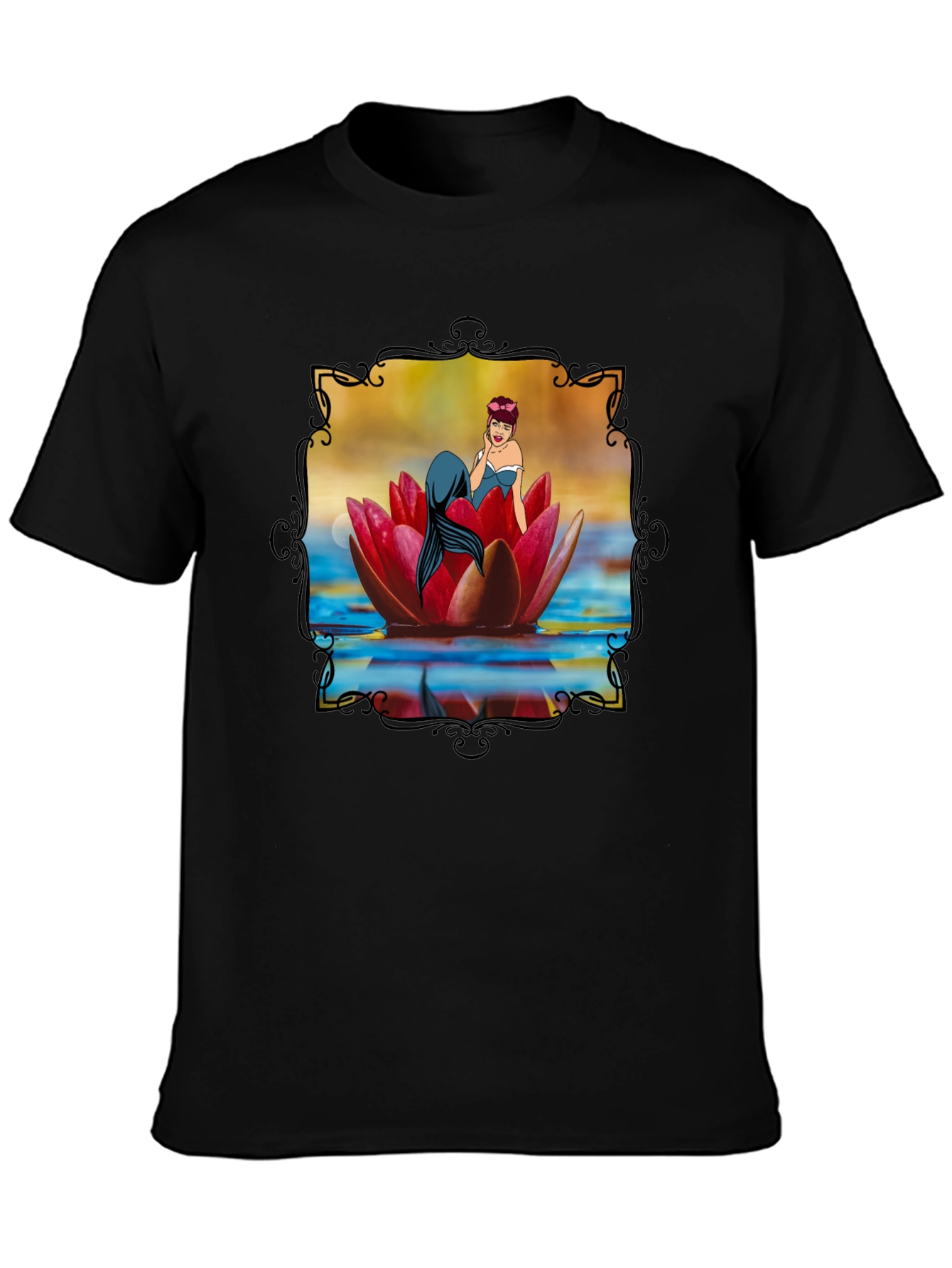 Mermaid on Lily Pad Graphic Tee - Unique Design