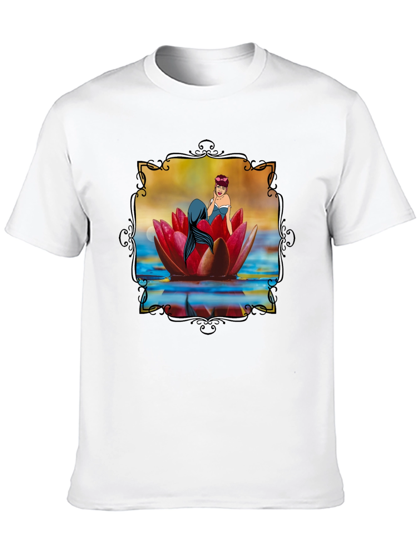 Mermaid on Lily Pad Graphic Tee - Unique Design