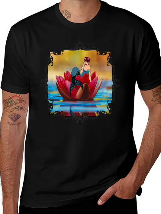 Mermaid on Lily Pad Graphic Tee - Unique Design