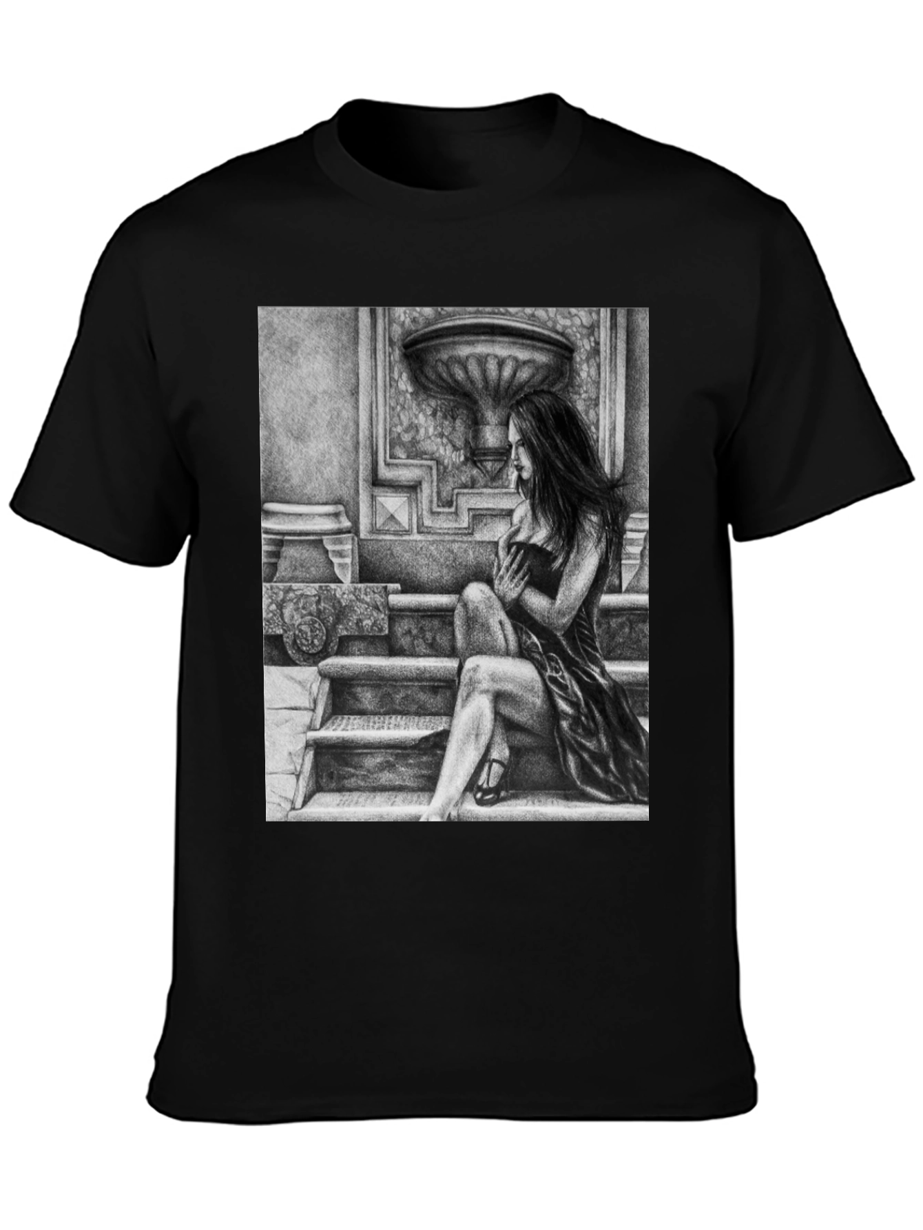 Elegant Woman Art Black T-Shirt