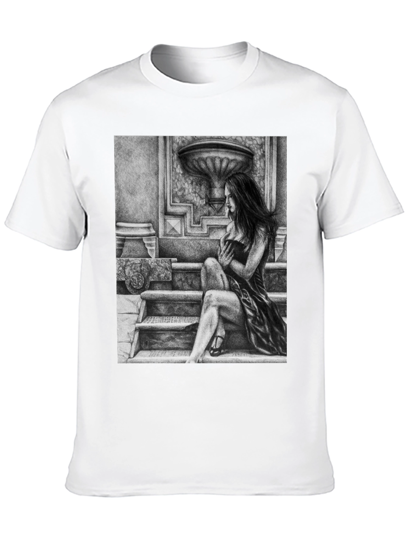 Elegant Woman Art Black T-Shirt