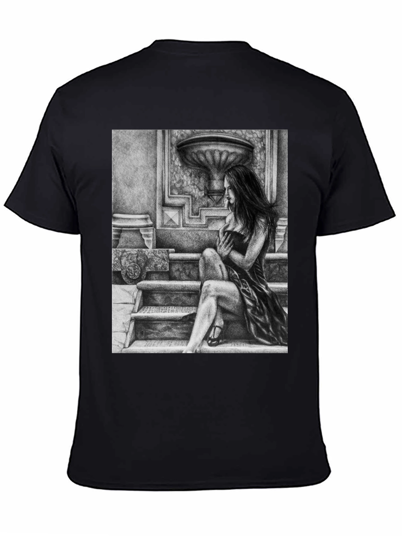 Elegant Woman Art Black T-Shirt