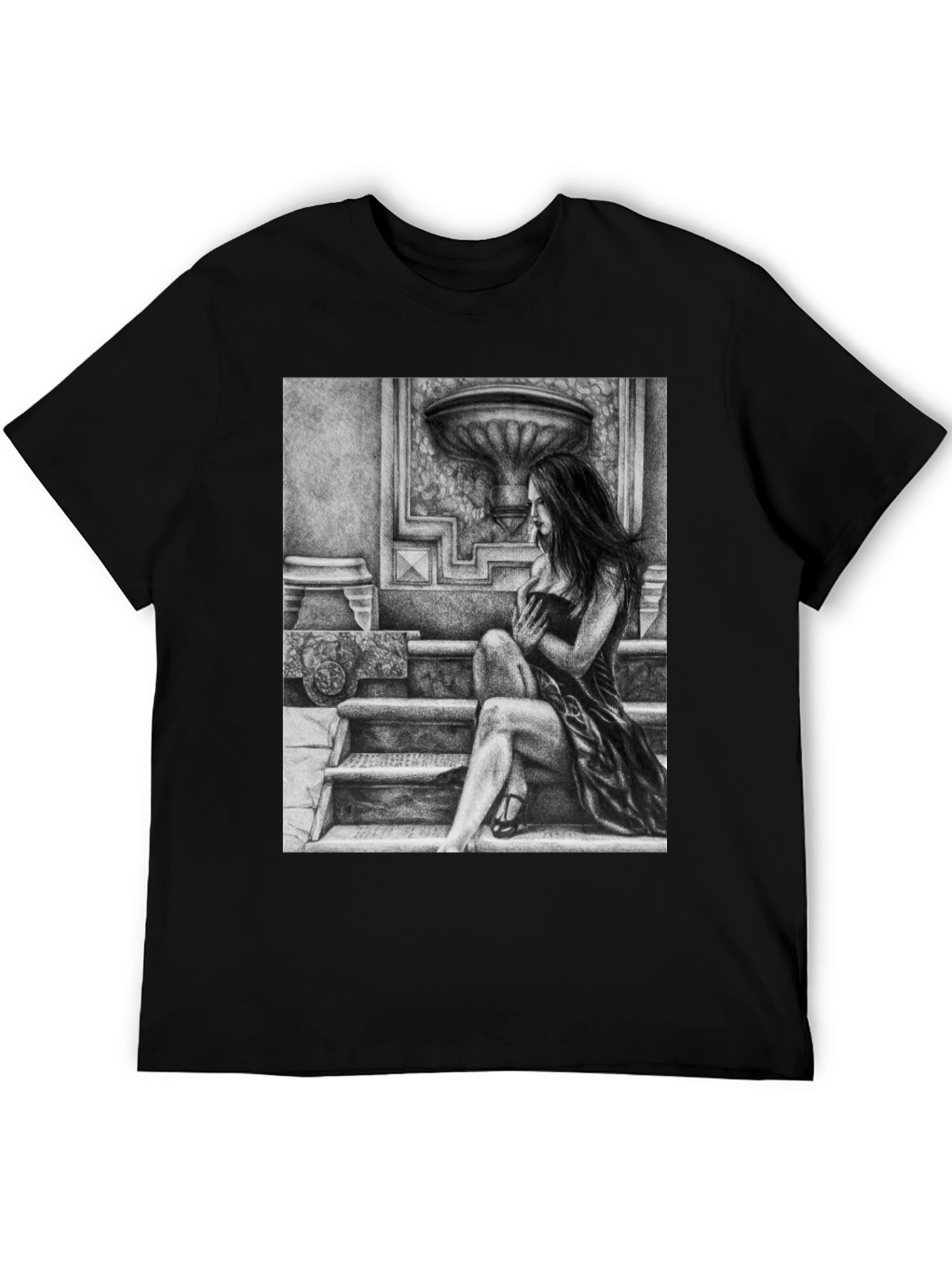 Elegant Woman Art Black T-Shirt