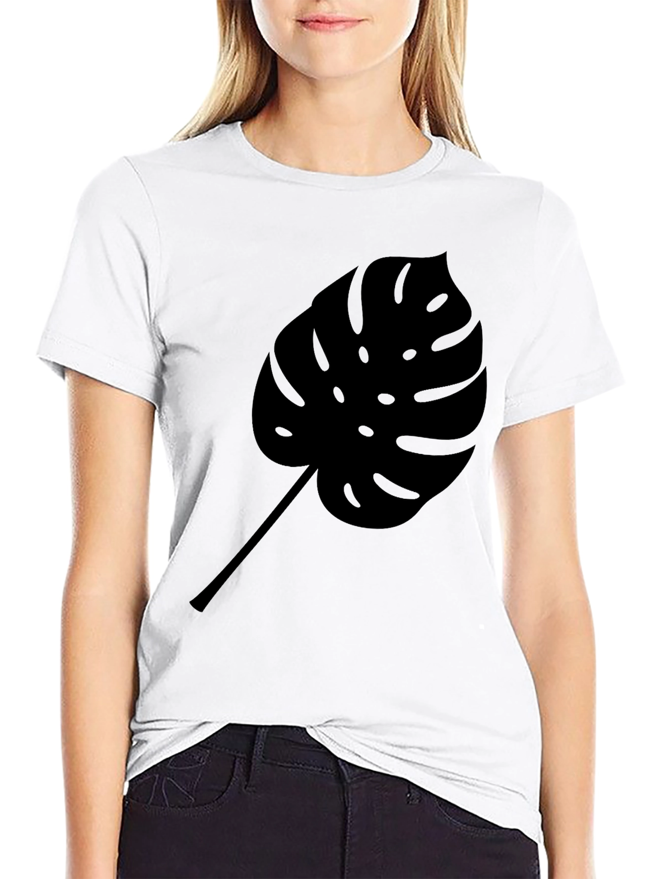 Monstera Leaf Graphic Black T-Shirt