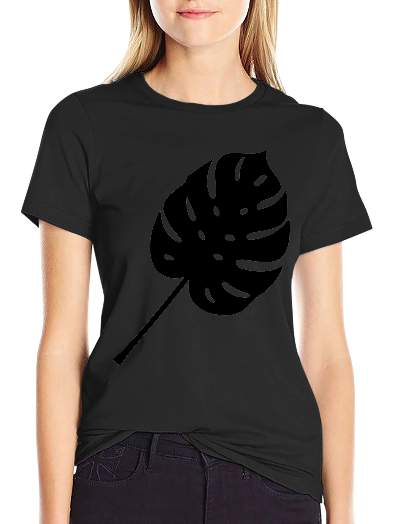 Monstera Leaf Graphic Black T-Shirt