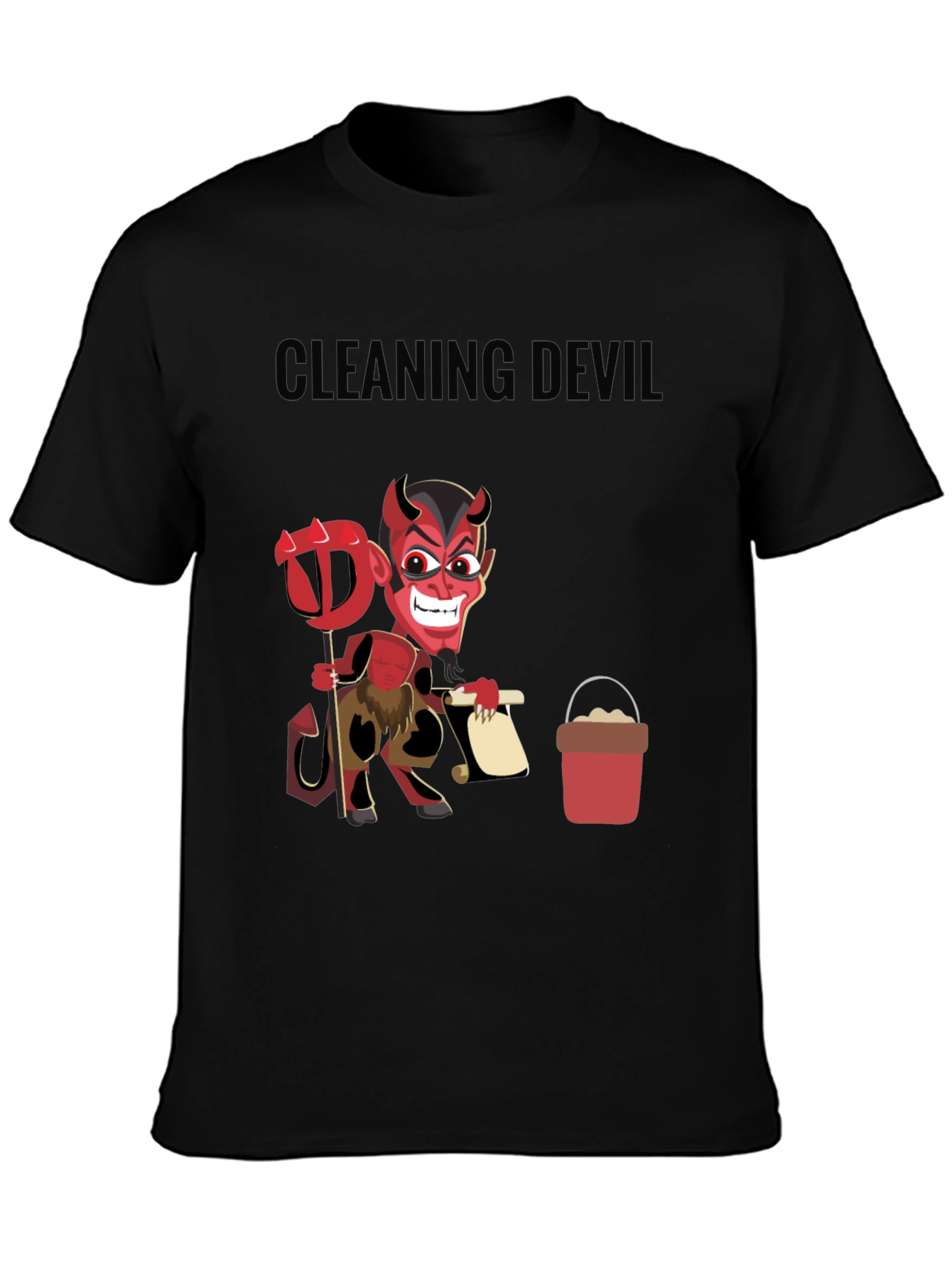 Cleaning Devil T-Shirt - Funny Cartoon Graphic Tee