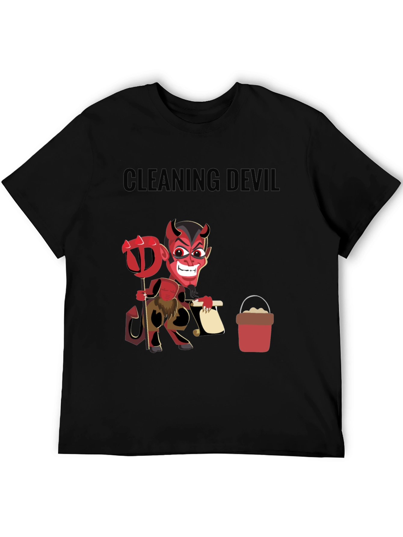 Cleaning Devil T-Shirt - Funny Cartoon Graphic Tee