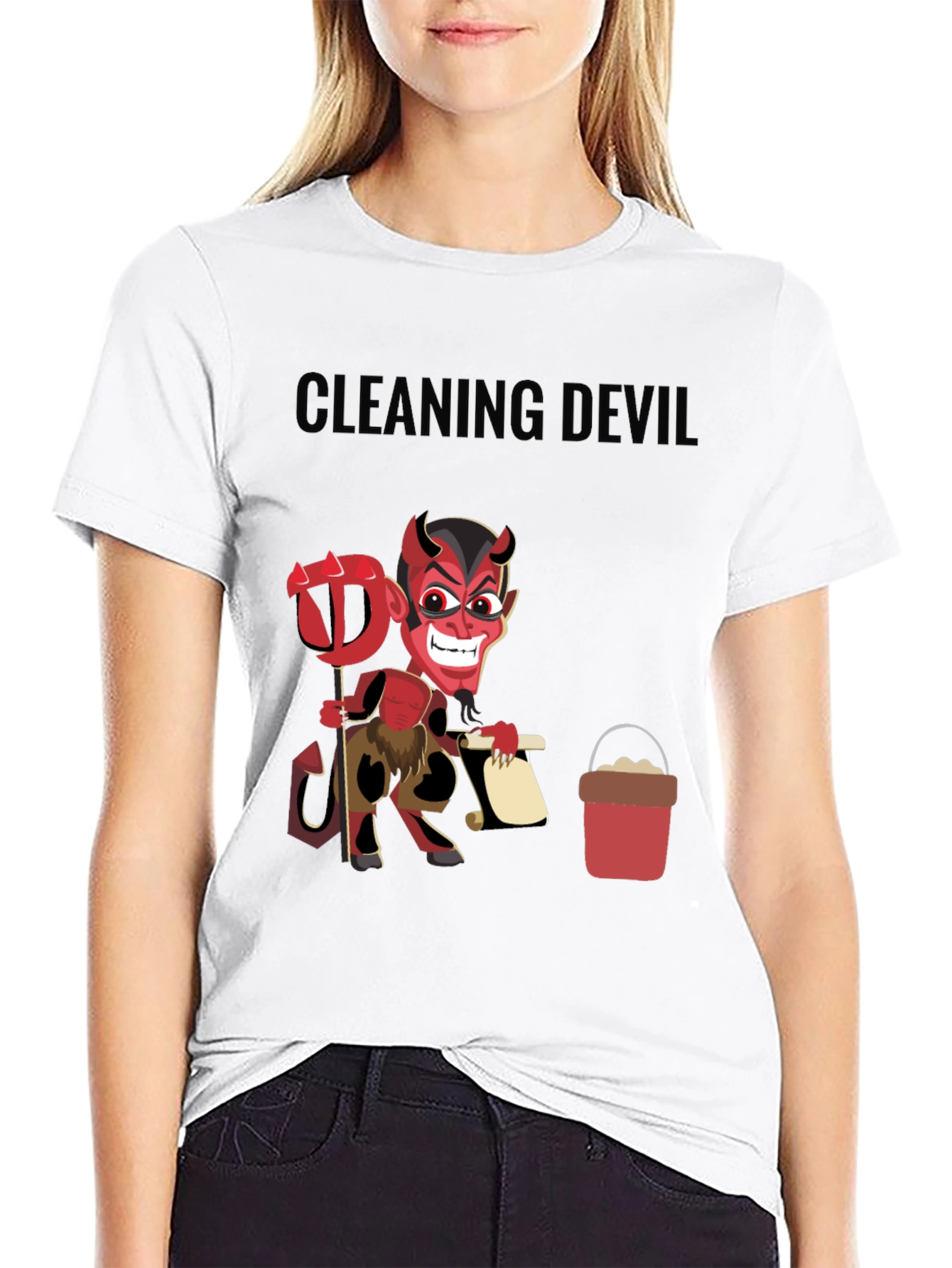 Cleaning Devil T-Shirt - Funny Cartoon Graphic Tee
