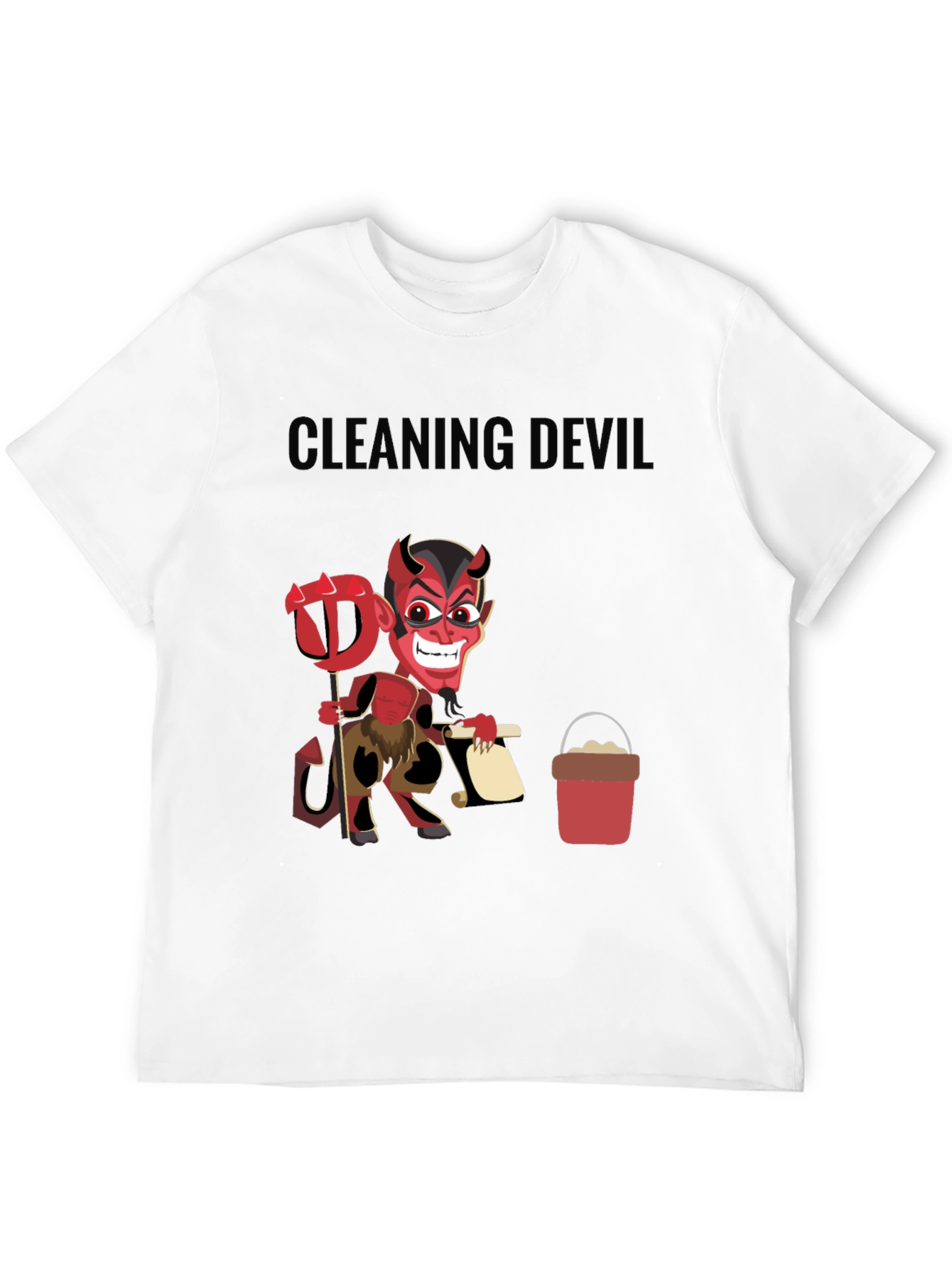 Cleaning Devil T-Shirt - Funny Cartoon Graphic Tee