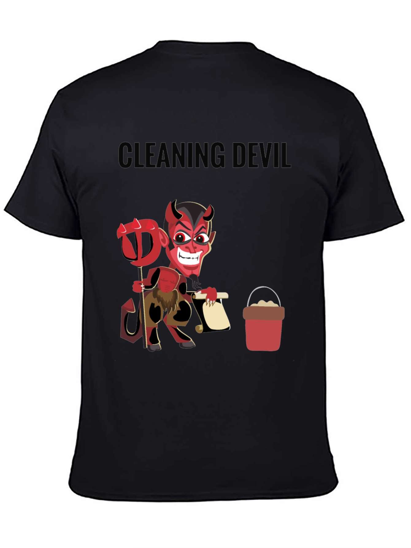 Cleaning Devil T-Shirt - Funny Cartoon Graphic Tee