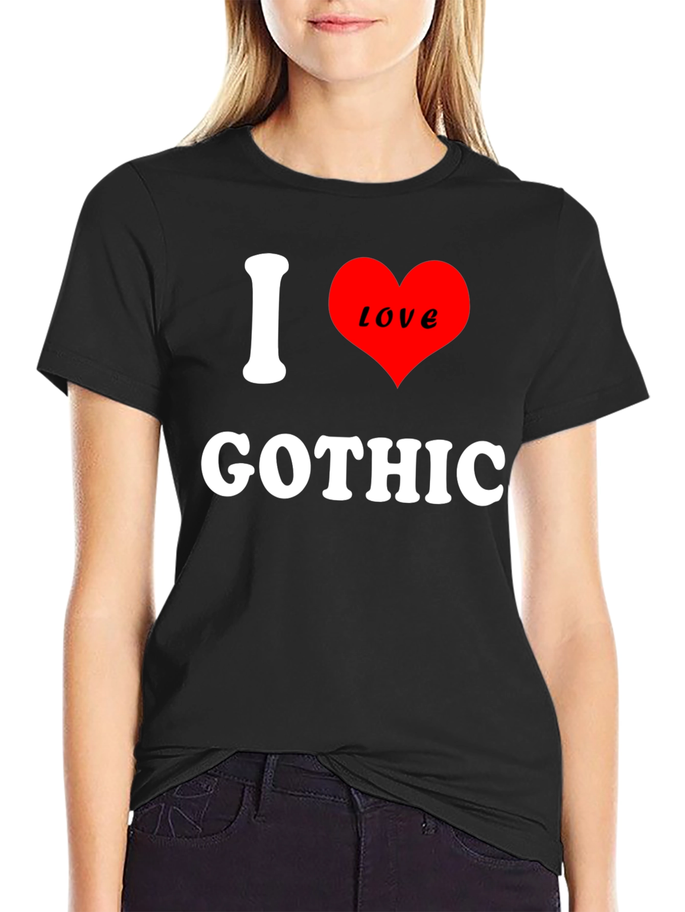 I Love Gothic Black T-Shirt Fashion Top