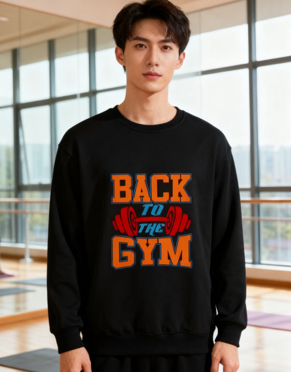Motivational 'BACK TO THE GYM' Graphic Sweatshirt