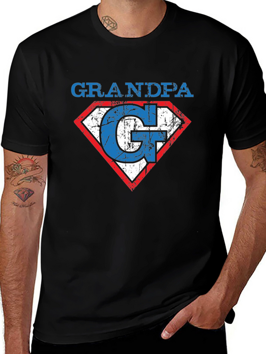 Grandpa Superman Style Graphic T-Shirt