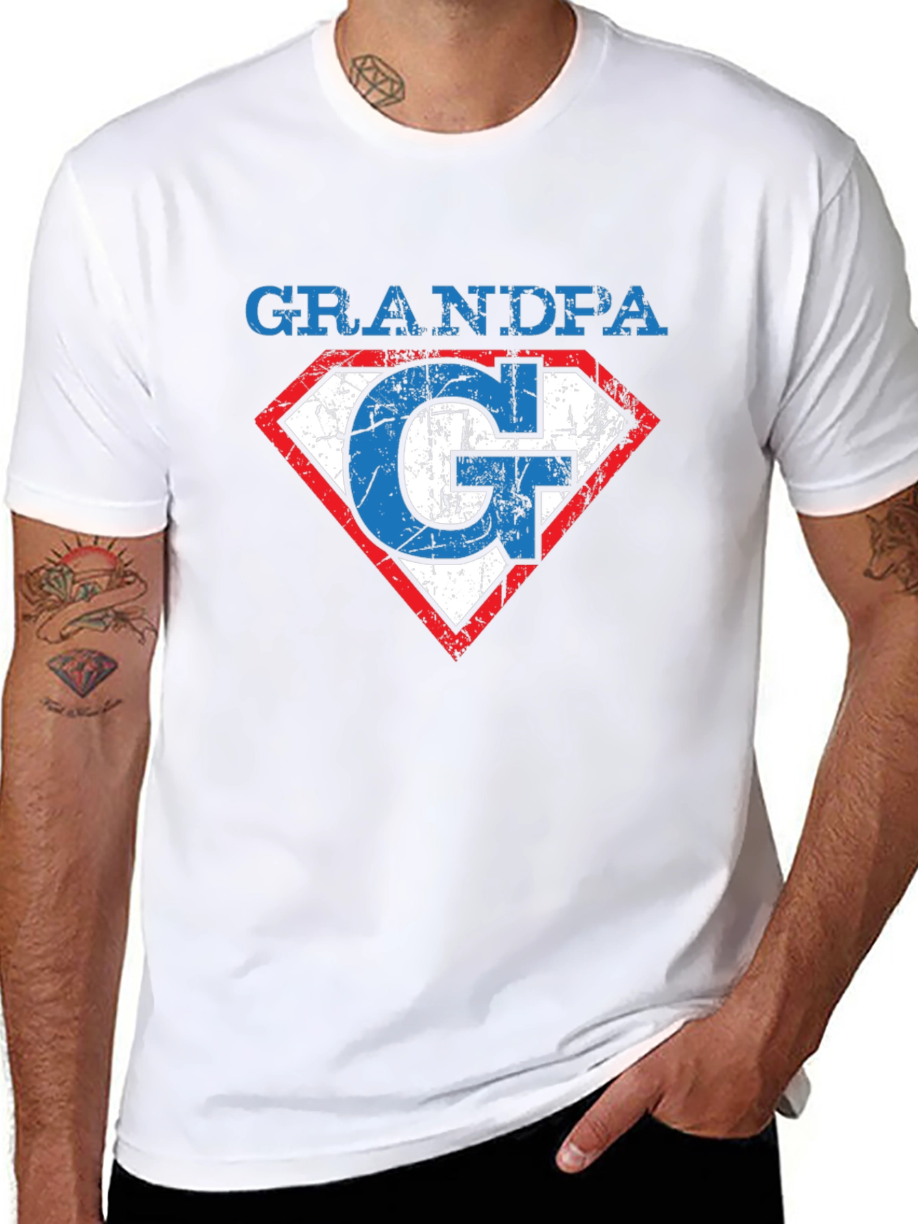 Grandpa Superman Style Graphic T-Shirt