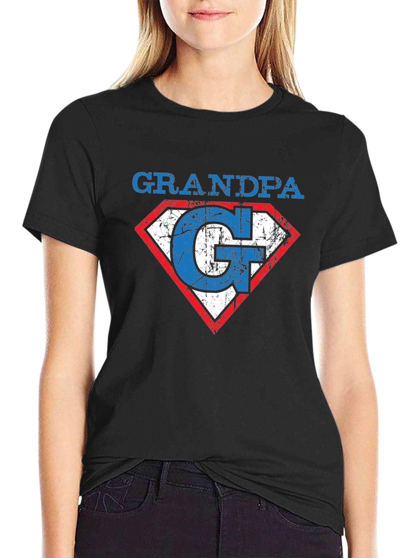 Grandpa Superman Style Graphic T-Shirt