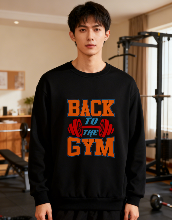 Motivational 'BACK TO THE GYM' Graphic Sweatshirt
