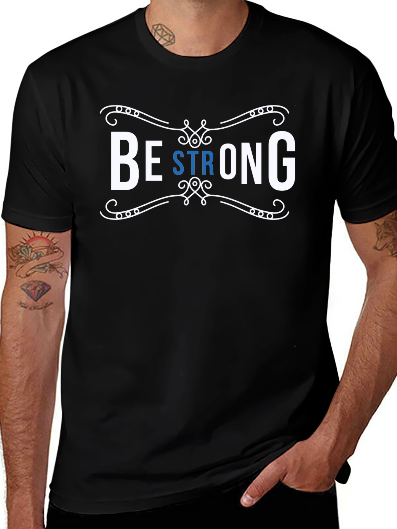 Be Strong Black Graphic Tee for Men