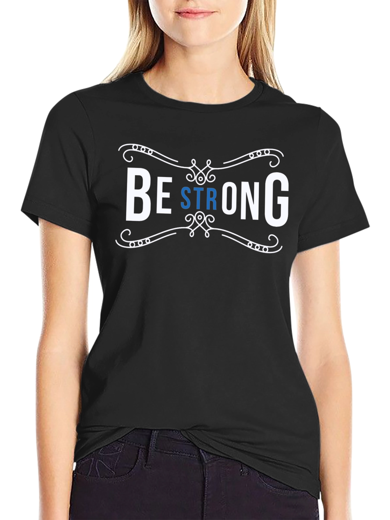 Be Strong Black Graphic Tee for Men