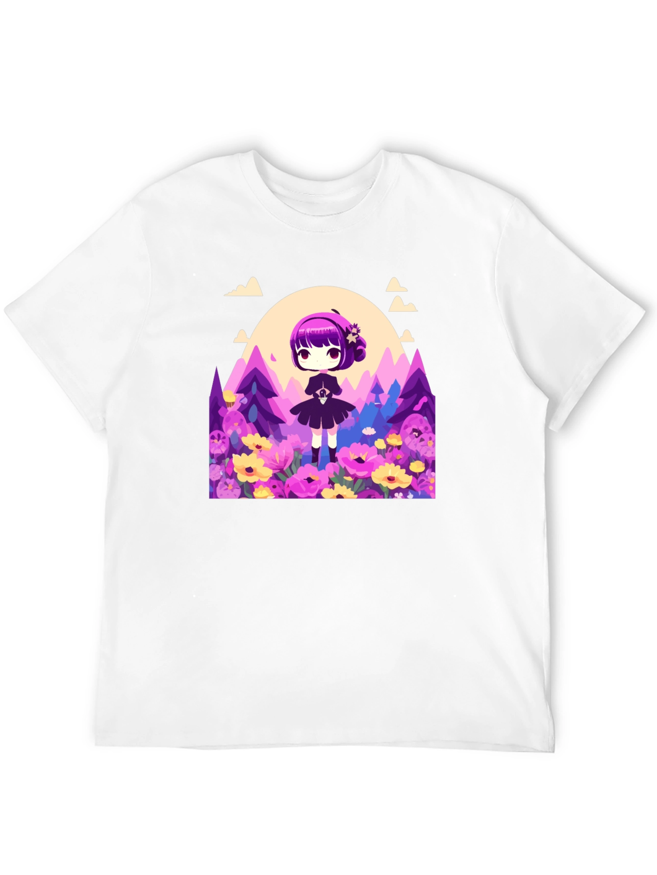 Anime Girl Floral Field T-Shirt