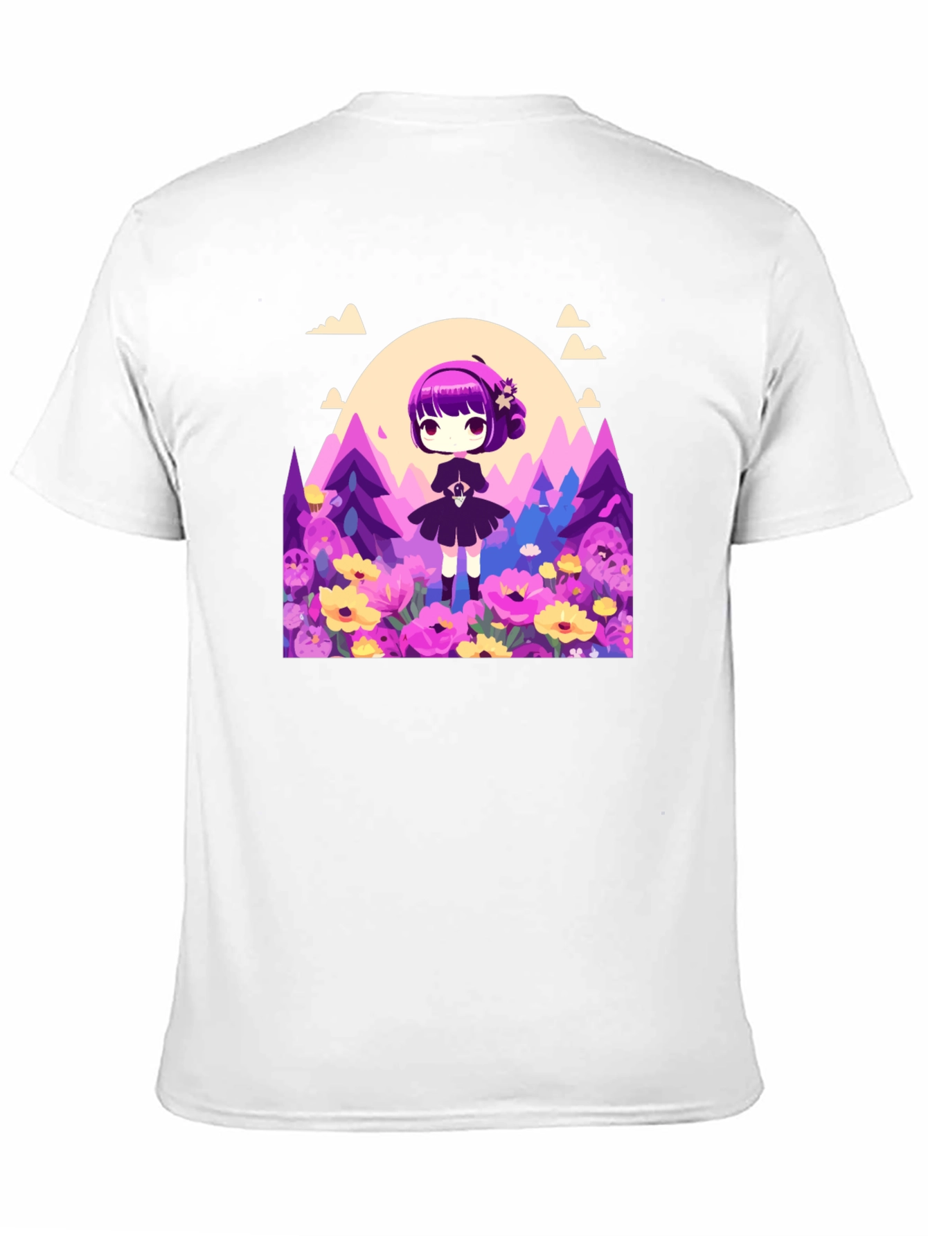 Anime Girl Floral Field T-Shirt